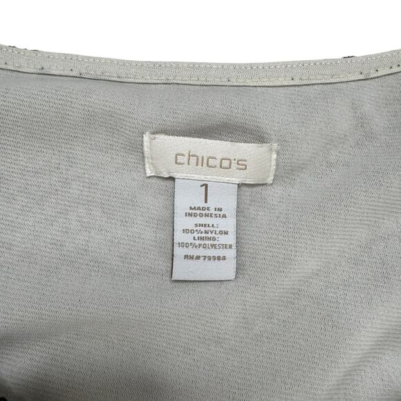 CHICOS Lace Layered Sleeveless Top Black Beige Size Medium (1) Womens Crochet - Picture 6 of 8